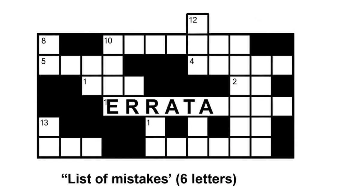 List of Mistakes NYT Crossword Clue